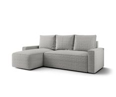 Canapé d’angle convertible SAVIO à gauche en tissu bouclé gris