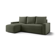 Canapé d’angle convertible SAVIO à gauche en tissu bouclé vert