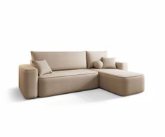 Canapé d’angle convertible SENNO à droite beige