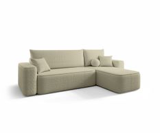 Canapé d’angle convertible SENNO à droite en tissu bouclé beige