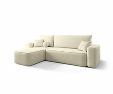 Canapé d’angle convertible SENNO à gauche en tissu bouclé beige