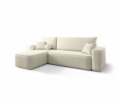 Canapé d’angle convertible SENNO à gauche en tissu bouclé beige clair