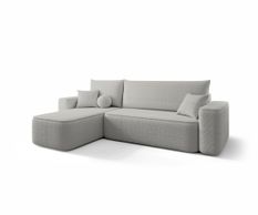 Canapé d’angle convertible SENNO à gauche en tissu bouclé gris