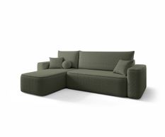 Canapé d’angle convertible SENNO à gauche en tissu bouclé vert
