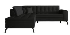 Canapé d'angle convertible simili cuir LARRY - Pieds acier noir