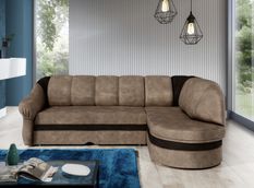 Canapé d'angle convertible SUNDY en velours avec coffre de rangement - 250 cm