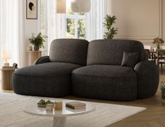 Canapé d'angle convertible TALIA en tissu bouclette avec coffre de rangement -
