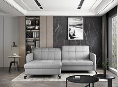 Canapé d'angle convertible tissu avec coffre de rangement LORI