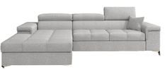 Canapé d'angle convertible tissu Rikaro - Coffre et appuis-tête réglables