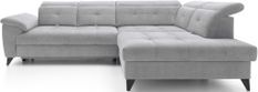 Canapé d'angle convertible tissu velouté Korina - Coffre et appuis-tête réglables