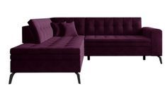 Canapé d'angle convertible velours LARRY - Pieds acier noir