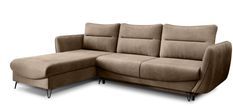 Canapé d'angle convertible velours ZURIK - Coffre de rangement et pieds métal noir