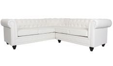 Canapé d'angle droit 5 places simili cuir blanc Vatsi 220 cm