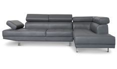 Canapé d'angle droit 5 places simili cuir gris Omeg 260 cm