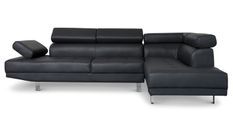 Canapé d'angle droit 5 places simili cuir noir Omeg 260 cm