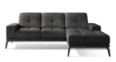Canapé d'angle droit 5 places tissu noir chiné Torpille 265 cm