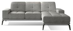 Canapé d'angle droit 5 places tissu gris chiné Torpille 265 cm