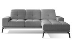 Canapé d'angle droit 5 places tissu gris clair Torpille 265 cm