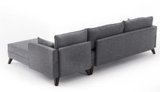 Canapé d'angle droit 5 places tissu gris Kandy 275 cm