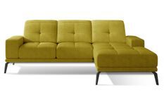 Canapé d'angle droit 5 places tissu jaune Torpille 265 cm