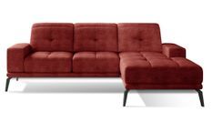 Canapé d'angle droit 5 places tissu suédine rouge tomette Torpille 265 cm
