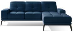 Canapé d'angle droit 5 places velours bleu marine Torpille 265 cm