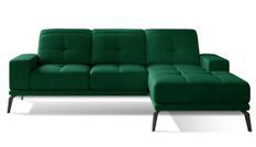 Canapé d'angle droit 5 places velours vert foncé Torpille 265 cm