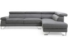 Canapé d'angle droit à têtières velours gris foncé Alphos 260 cm
