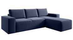 Canapé d'angle droit convertible moderne tissu bleu turquin Willace 302 cm