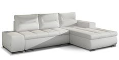Canapé d'angle droit convertible simili cuir blanc Waker 275 cm