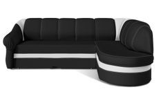 Canapé d'angle droit convertible simili noir et blanc Sundy 250 cm