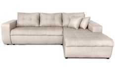 Canapé d'angle droit convertible tissu beige Moovy 246 cm