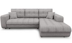 Canapé d'angle droit convertible tissu gris clair Moovy 246 cm