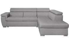 Canapé d'angle droit convertible tissu gris clair Nivy 260 cm