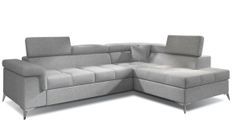 Canapé d'angle droit convertible tissu gris clair Marido 275 cm