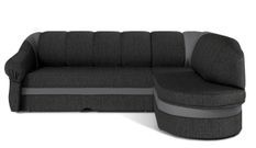 Canapé d'angle droit convertible tissu gris foncé chiné et simili gris clair Sundy 250 cm