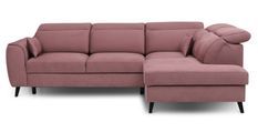 Canapé d'angle droit convertible tissu rose poudré Noblesse 255 cm