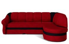 Canapé d'angle droit convertible tissu rouge et noir Sundy 250 cm