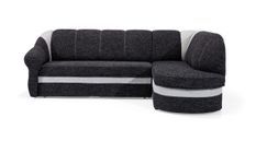 Canapé d'angle droit convertible velours bleu marine et gris clair Sundy 250 cm