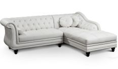 Canapé d'angle droit simili cuir blanc chesterfield Rika 240 cm