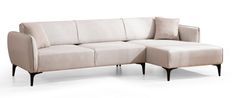Canapé d'angle droit tissu beige clair Bellano 270 cm