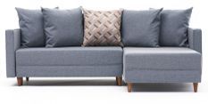 Canapé d'angle droit tissu bleu Klina 215 cm