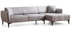 Canapé d'angle droit tissu gris clair Bellano 270 cm
