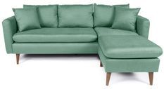 Canapé d'angle droit tissu vert d'eau avec pieds en bois naturel Rival 215 cm