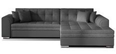 Canapé d'angle droite convertible 4 places tissu et simili gris Looka 295 cm