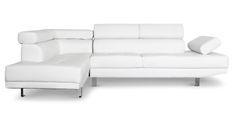 Canapé d'angle gauche 5 places simili cuir blanc Omeg 260 cm