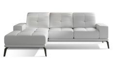 Canapé d'angle gauche 5 places simili cuir blanc Torpille 265 cm