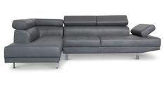 Canapé d'angle gauche 5 places simili cuir gris Omeg 260 cm