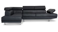 Canapé d'angle gauche 5 places simili cuir noir Omeg 260 cm