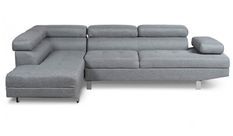 Canapé d'angle gauche 5 places tissu gris Omeg 260 cm